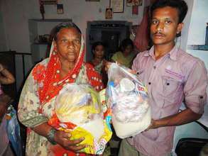 Caring for elderly people by donating food