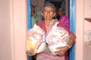 sponsorship of groceries to poor old age woman