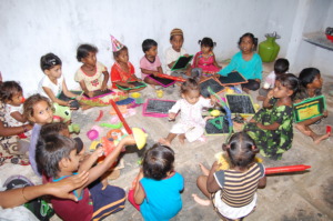 Children in Creche are playing with toys play mate