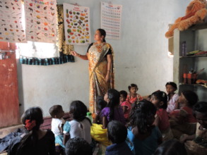 Poor Children in creches learning education from