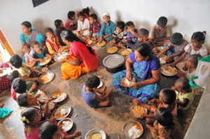 Underprivileged Children having lunch in creches