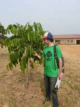 Julian Moll-Rocek with an African mahogany