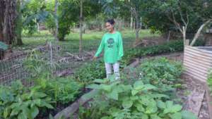 Olivia with seedlings