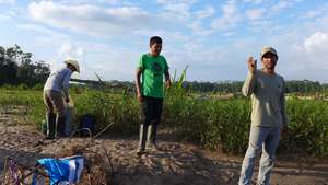 Camino Verde team members by the Tambopata River