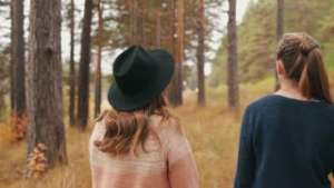 Dobrina and Svetoslava walking in the park