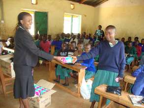 a girl receiving the pads