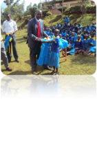 a young school girl receiving new uniform