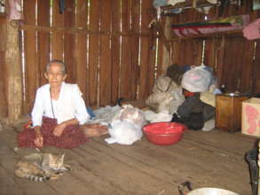 Elderly lady, her cat and few possessions.