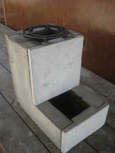 The clean lines of the cement/rice husk ash stove