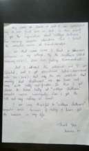 Hand Written letter by Aruna