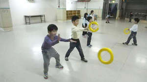 Playing with classmates