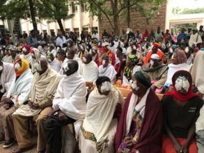 Patients waiting to get bandages taken off