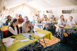 Translation tent at the Zmar retreat