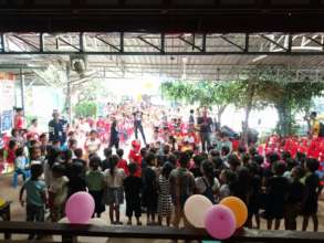The children performing at the Christmas party