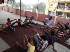 Morning exercise at the Child Helpline