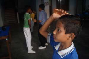 Ramesh getting ready for school