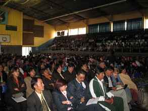 Teachers reciving materials