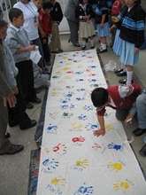 Giant canvas with trace of hands