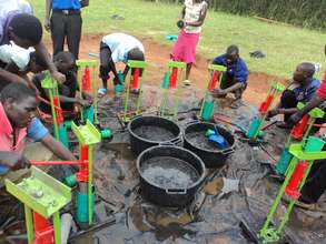 Fuel briquette team.