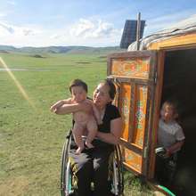 Mongolian Mother in Wheelchair Living in Steppe