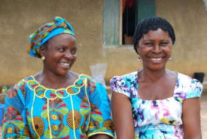 Fudie (right), a CHP, educated people about Ebola.