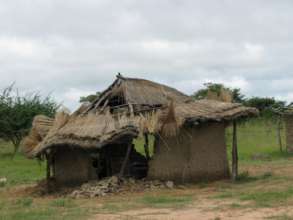 Huts ruined by the rains
