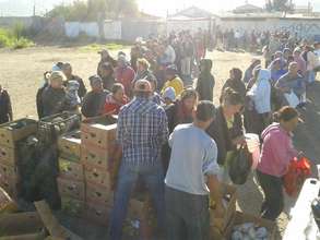 The food is distributed to the families.