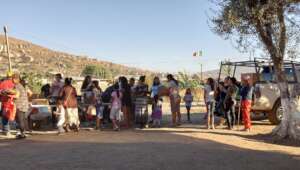 Food distribution in one of the colonias