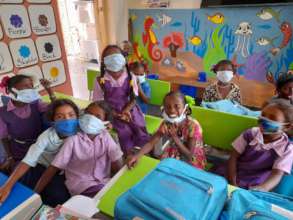 Children joy in the school after lock-down.