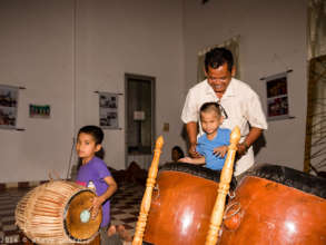 Teaching the drums to our blind and deaf boy