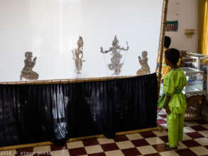 Looking at the puppet theatre