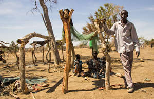 A displaced family in South Sudan.