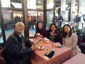 Cafe in Italy with Tour Guide