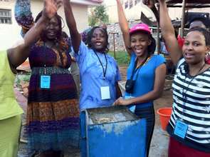 Women learning to build Biosand filters