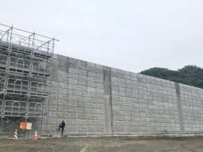 Giant sea wall covering the bay of Ogatsu