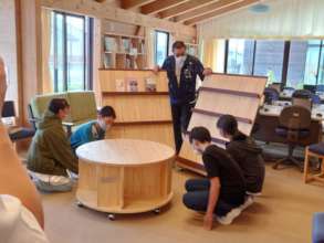 Endo-san with students at Miyanomori ES