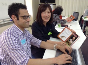 Andre Perez and friend translating book