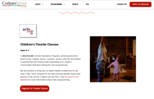 Corlears School Registration Page for Arts For All