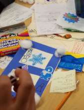 Student working on Winter Window for winter poem