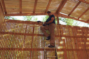 Lots of slats to nail to the walls and roof