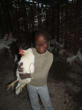 Jean Kerry with his favorite hen.