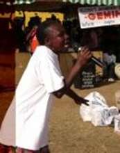 An internally displaced woman sings her heart out