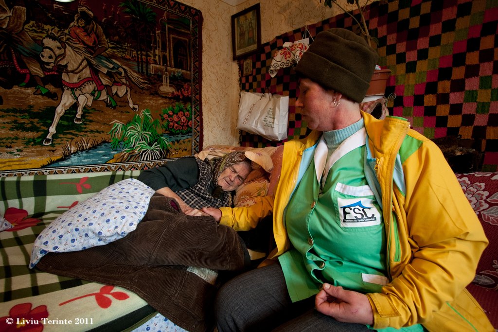 Home care  for sick elderly people in Romania