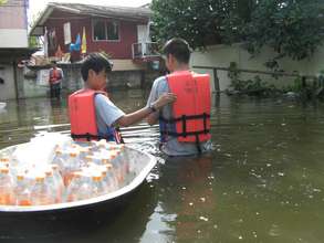 Bottled water is scarce during the flood