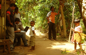 LankaCom team testing mesh signals at a student’s house … …