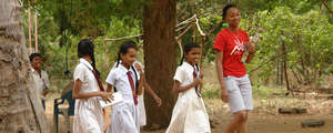 Jamelia with students