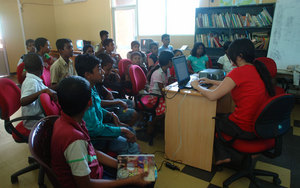 Nicky with junior students