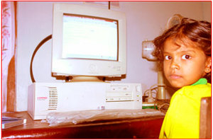 A student using Internet from home