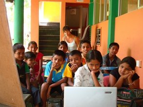 With the students