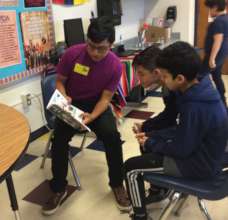 Neftali reads to 5th graders